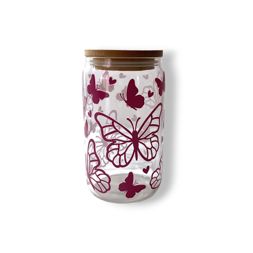 Verre Canette "Pink Butterfly" 13 oz