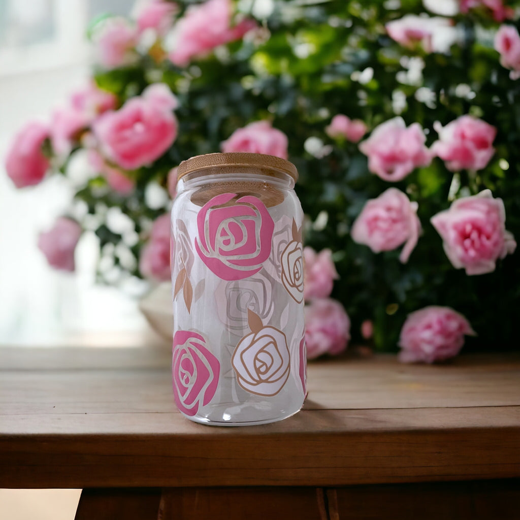 Verre Canette "Pink Flowers" 13 oz